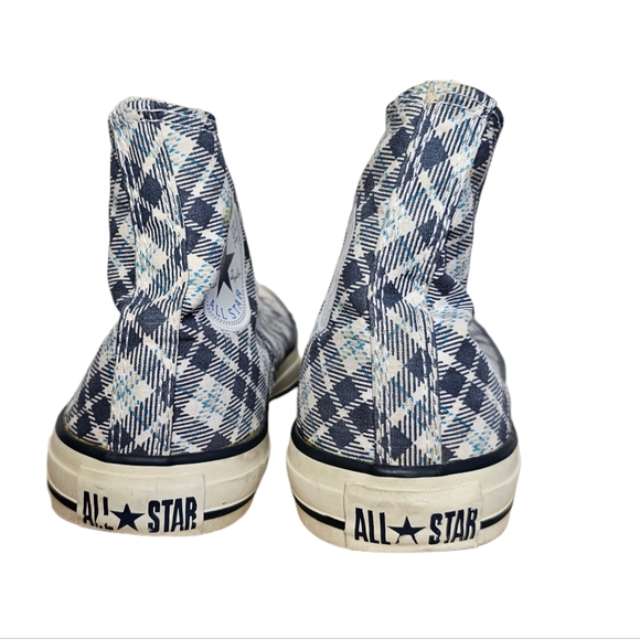 Converse Blue Plaid Hightops Sneakers 8.5 - Picture 6 of 10